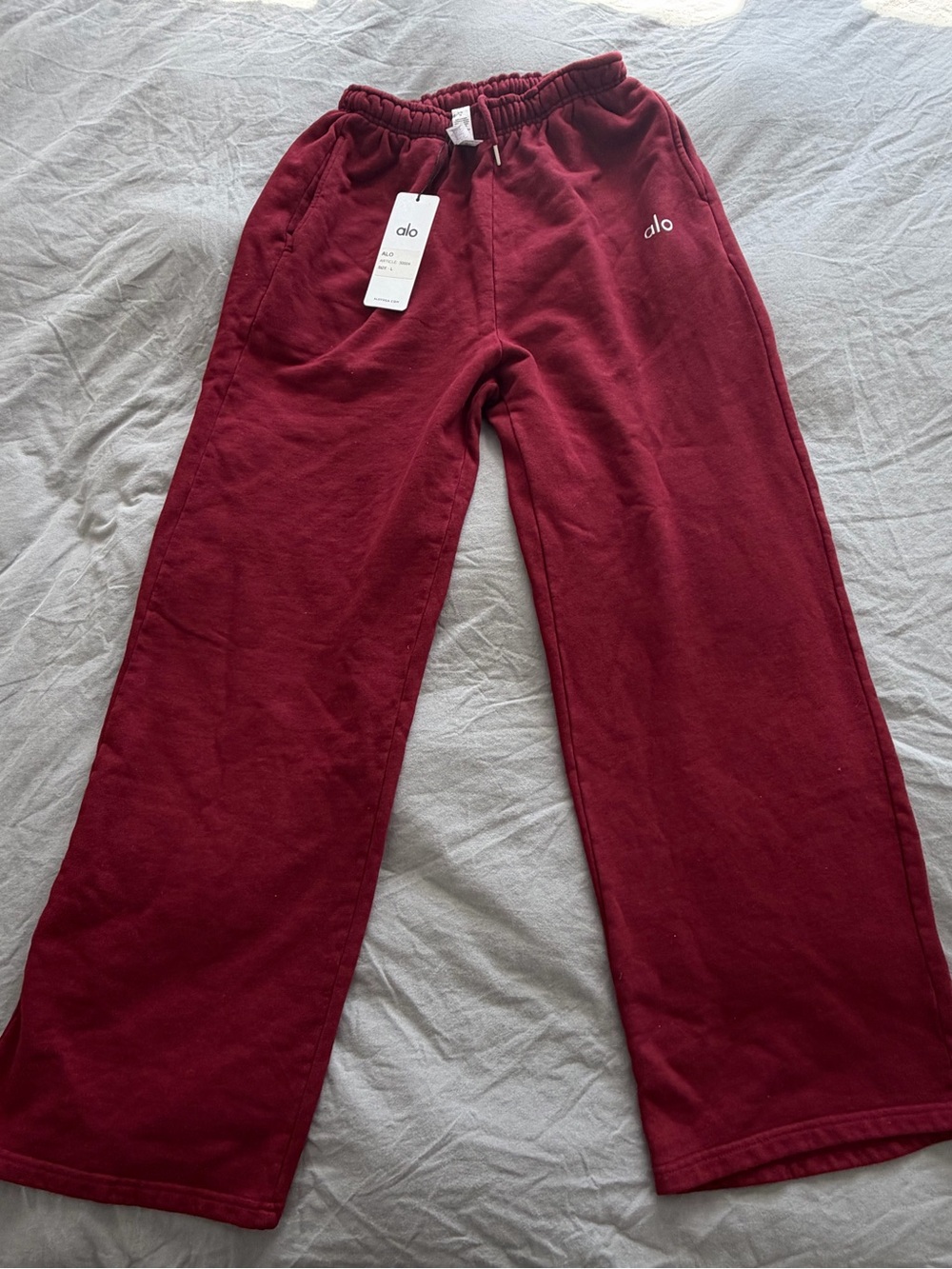 ALO Yoga Burgundy Wide-Leg Sweatpants